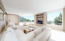Villa in Son Vida - Bright living room with retractable glass and stunning views