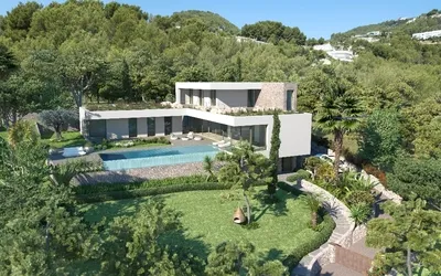 Plot in Son Vida - fachada_piscina_aeria_v04
