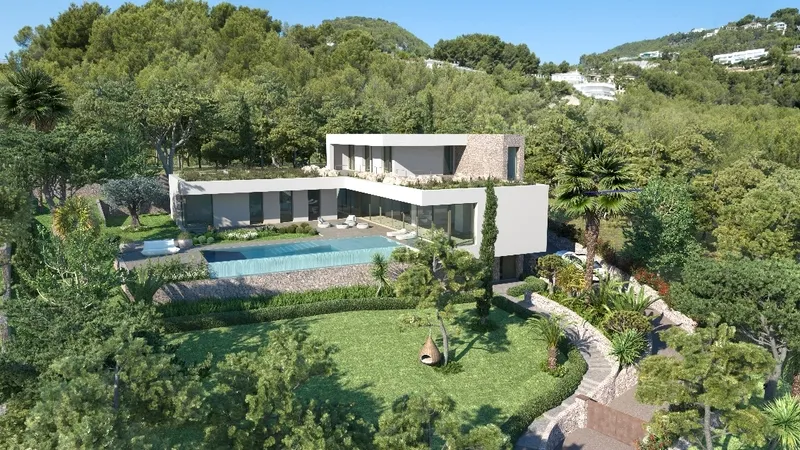 Plot in Son Vida - fachada_piscina_aeria_v04