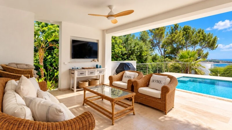 Villa in El Toro - Port Adriano - Sunlit Mediterranean Patio by the Pool.jpg